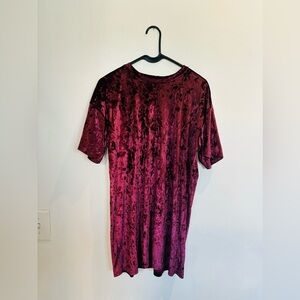Velvet Burgundy T-Shirt Dress